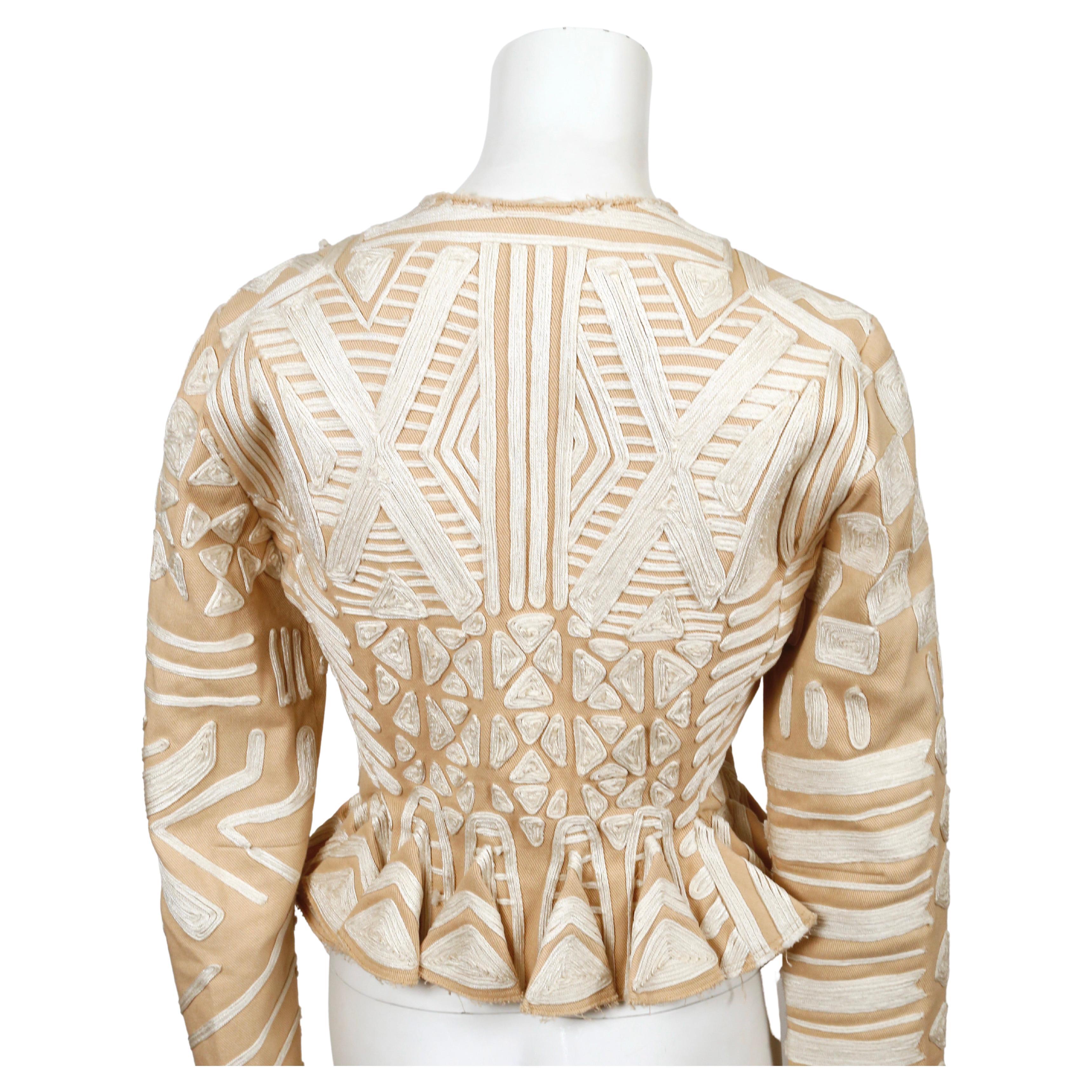 Women's or Men's 2002 TOM FORD For YVES SAINT LAURENT tan embroidered runway jacket For Sale