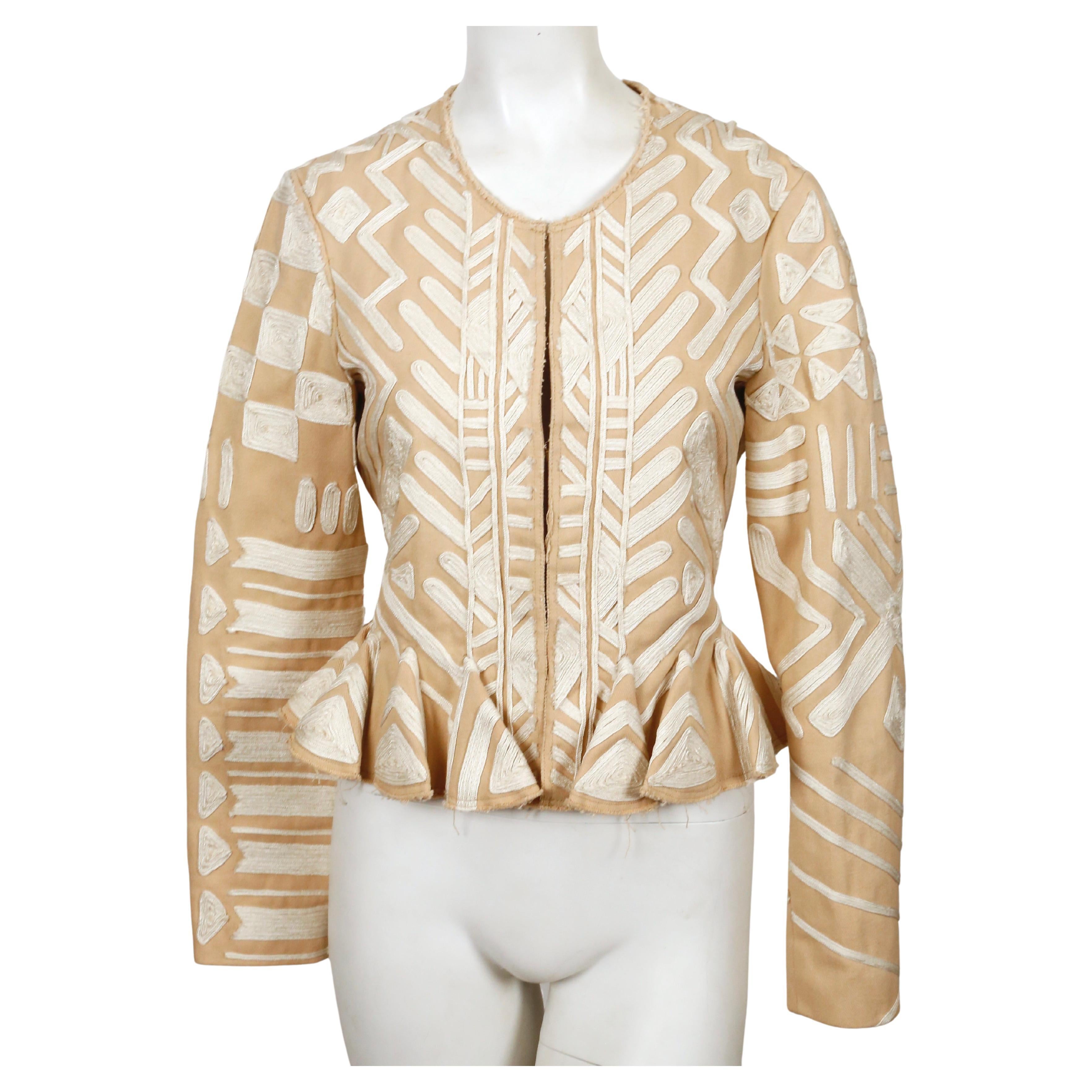 2002 TOM FORD For YVES SAINT LAURENT tan embroidered runway jacket For Sale 1