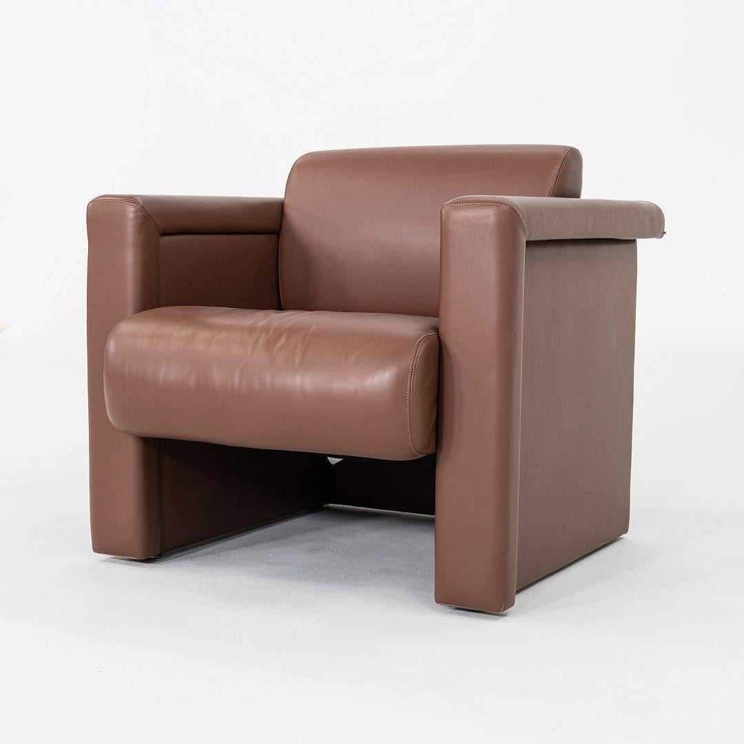 2002 Trix and Robert Haussmann para Knoll Sillón de cuero marrón Estadounidense en venta
