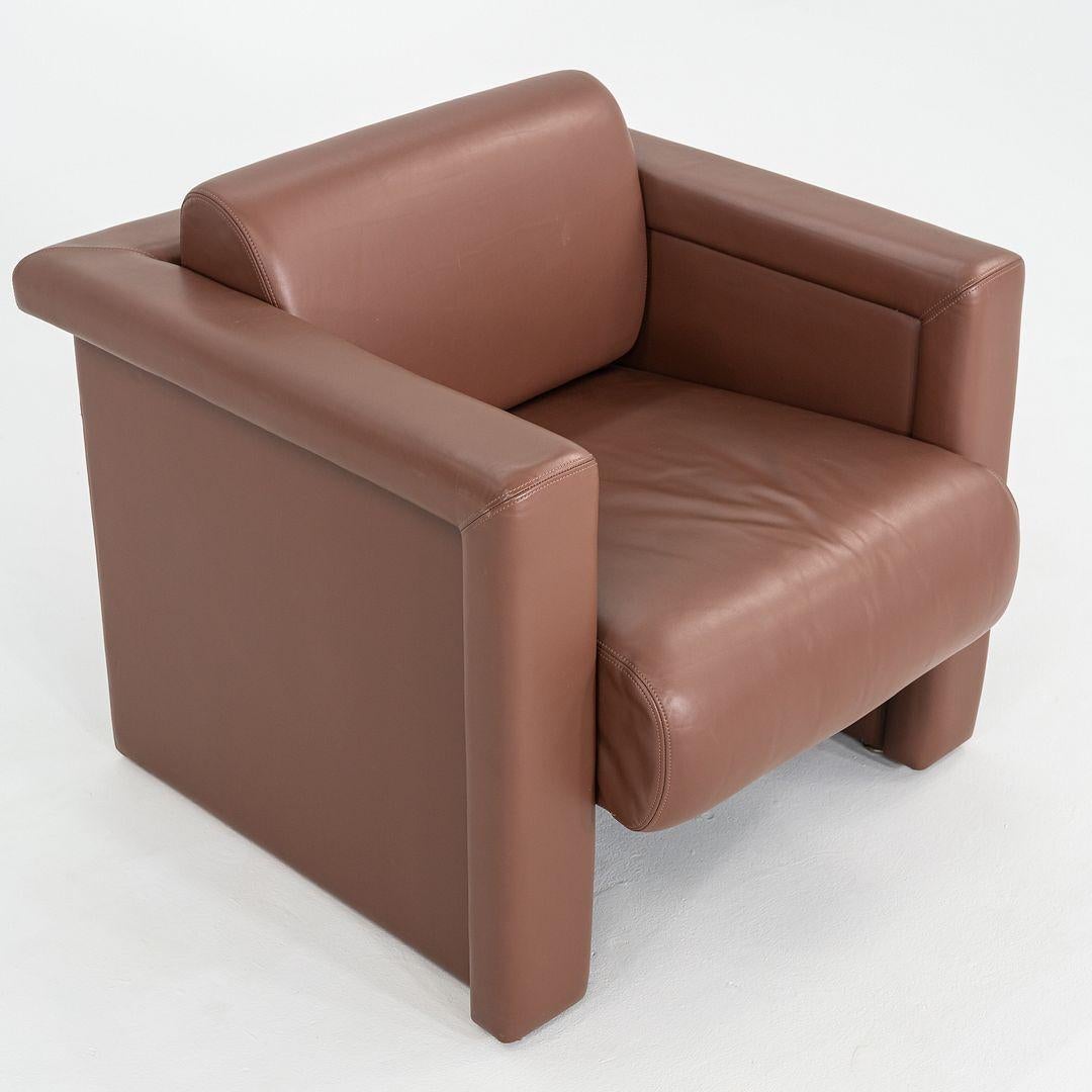 2002 Trix and Robert Haussmann para Knoll Sillón de cuero marrón Madera en venta
