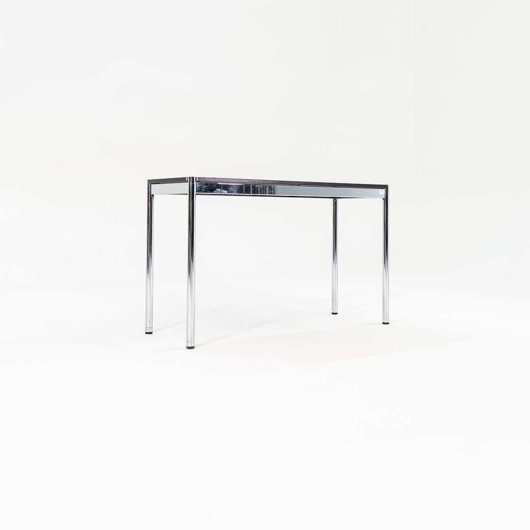 2002 USM Haller End Table / Console Table in Ebonized Oak Chromed Steel 48x18in In Good Condition For Sale In Philadelphia, PA