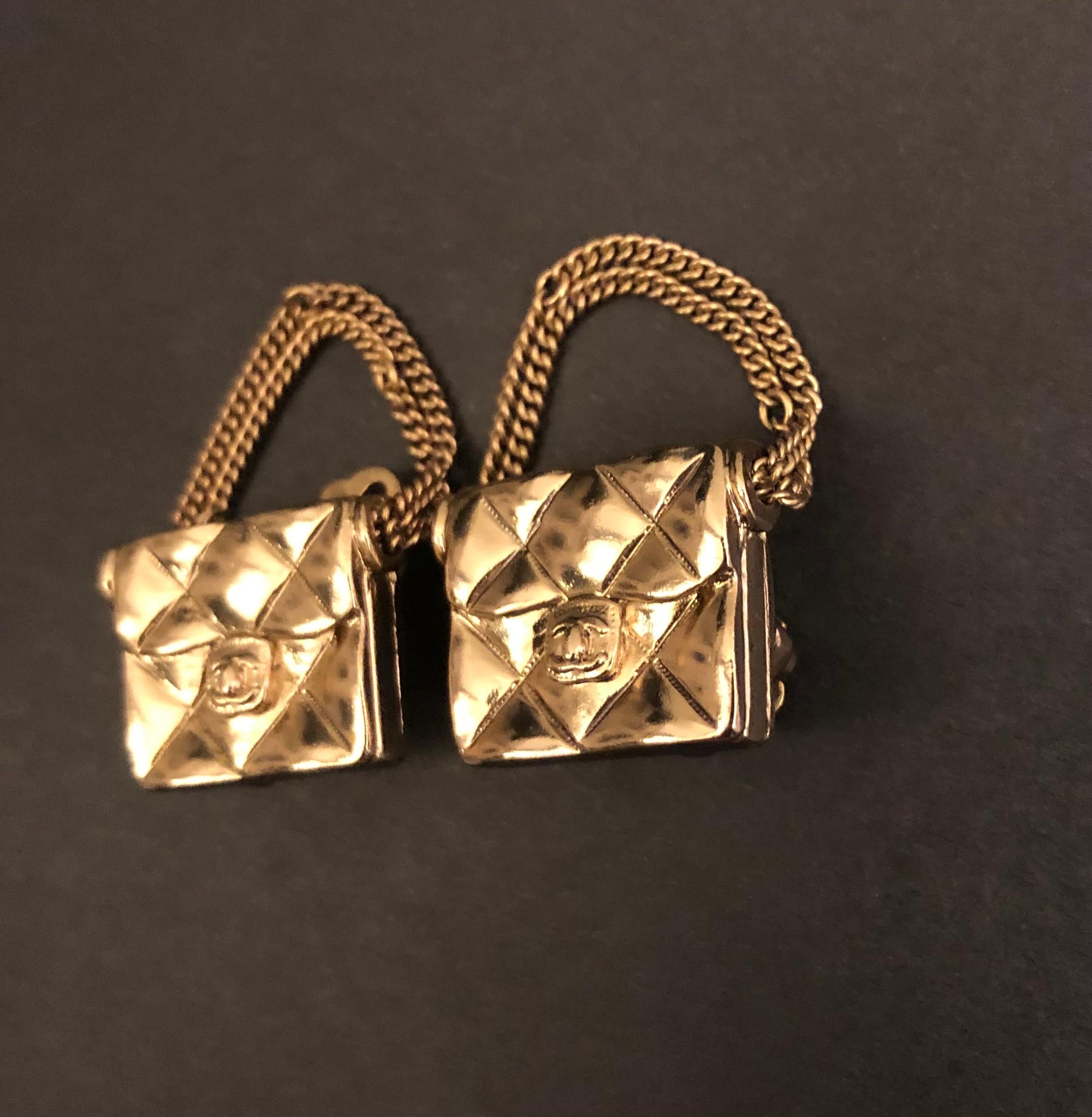 chanel purse earrings