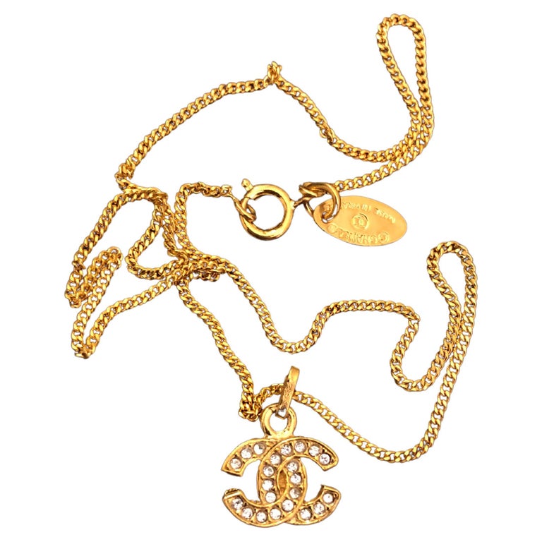 Vintage CHANEL Gold Toned No 19 Perfume Chain Necklace For Sale at 1stDibs