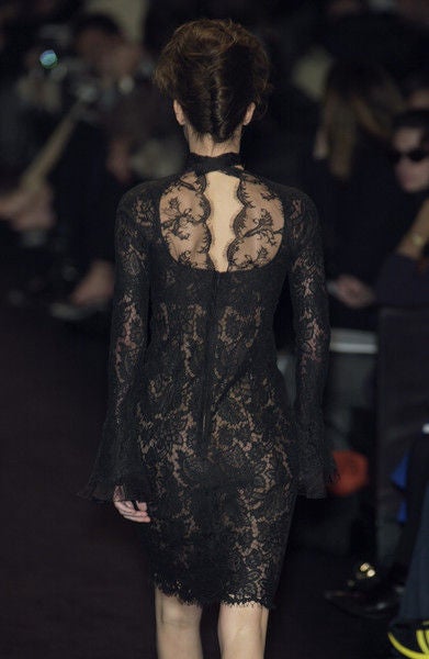 2002 Vintage Tom Ford for Yves Saint Laurent Black Lace Dress For Sale 3