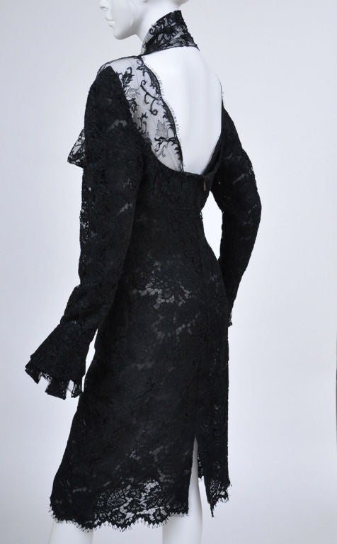 black lace dress with white collar