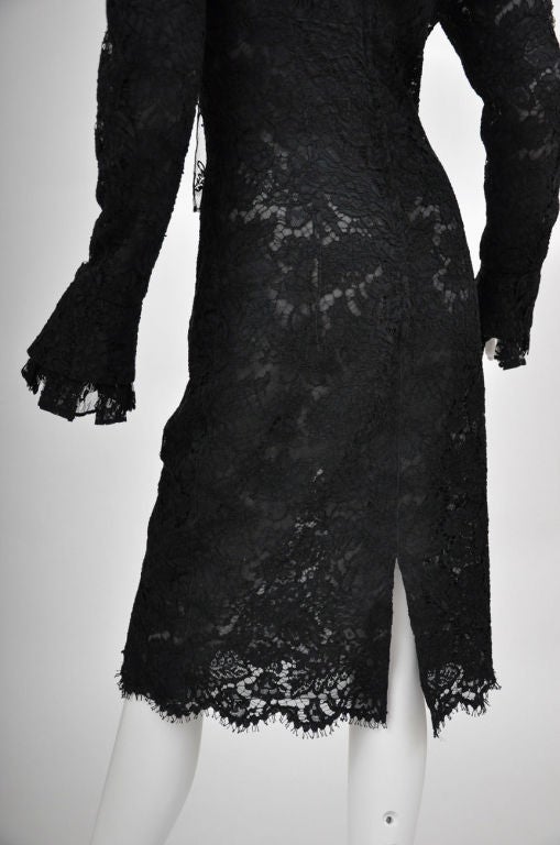 2002 Vintage Tom Ford for Yves Saint Laurent Black Lace Dress In New Condition For Sale In Montgomery, TX