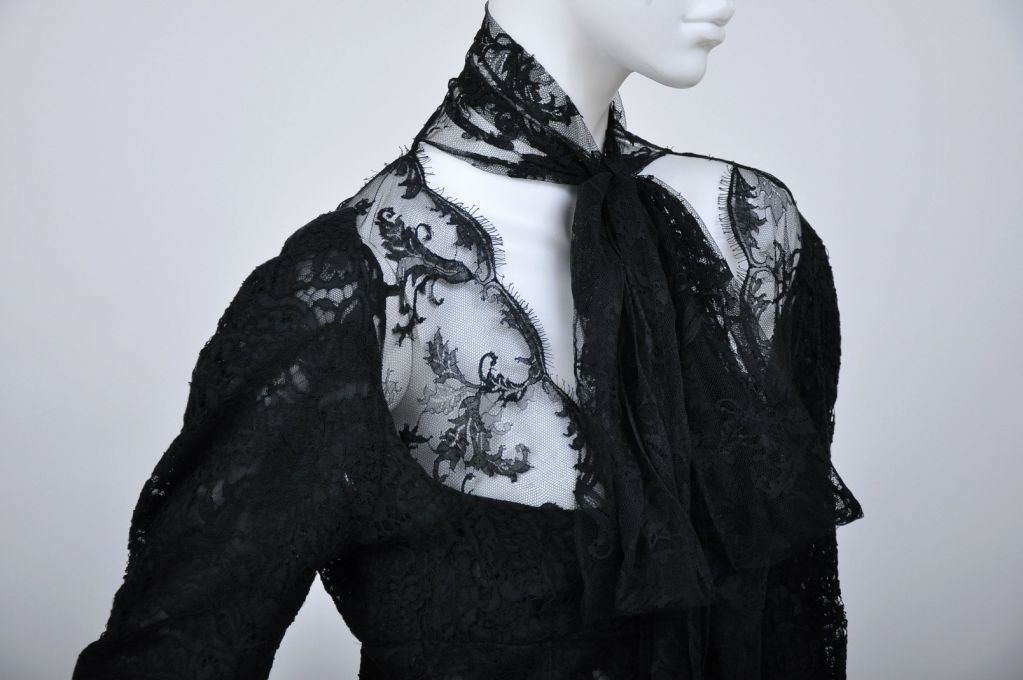 2002 Vintage Tom Ford for Yves Saint Laurent Black Lace Dress For Sale 1