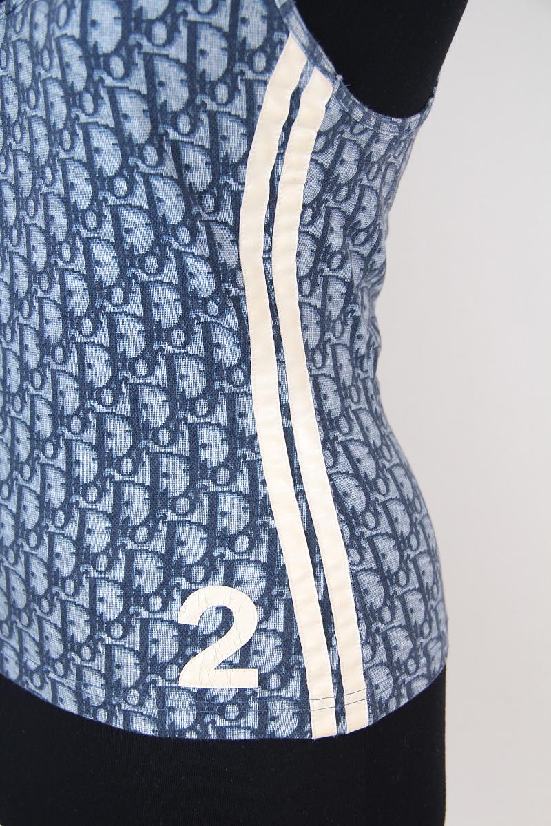 2002 Y2K Christian Dior By John Galliano Chaleco azul Trotter Camiseta sin mangas en venta 1