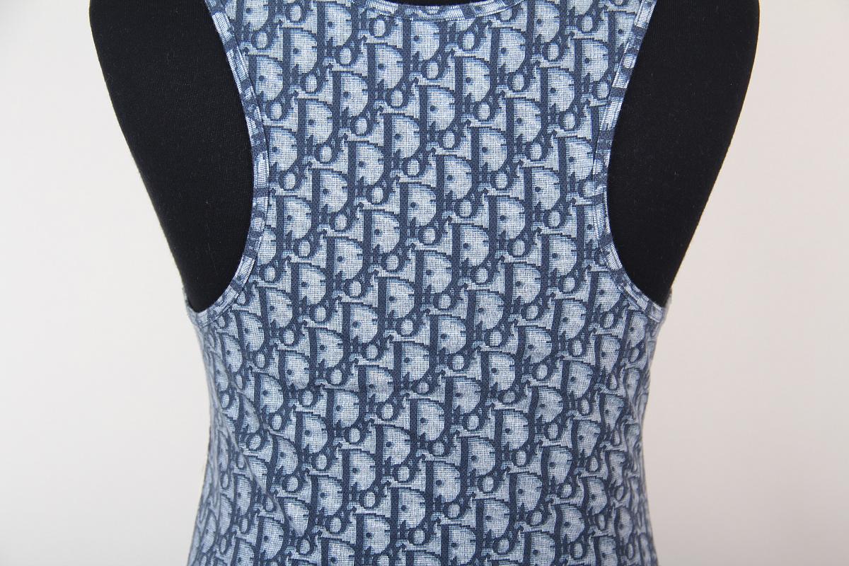 2002 Y2K Christian Dior By John Galliano Chaleco azul Trotter Camiseta sin mangas en venta 2