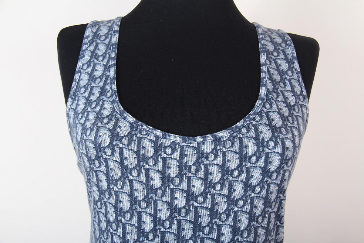 2002 Y2K Christian Dior By John Galliano Chaleco azul Trotter Camiseta sin mangas en venta 3