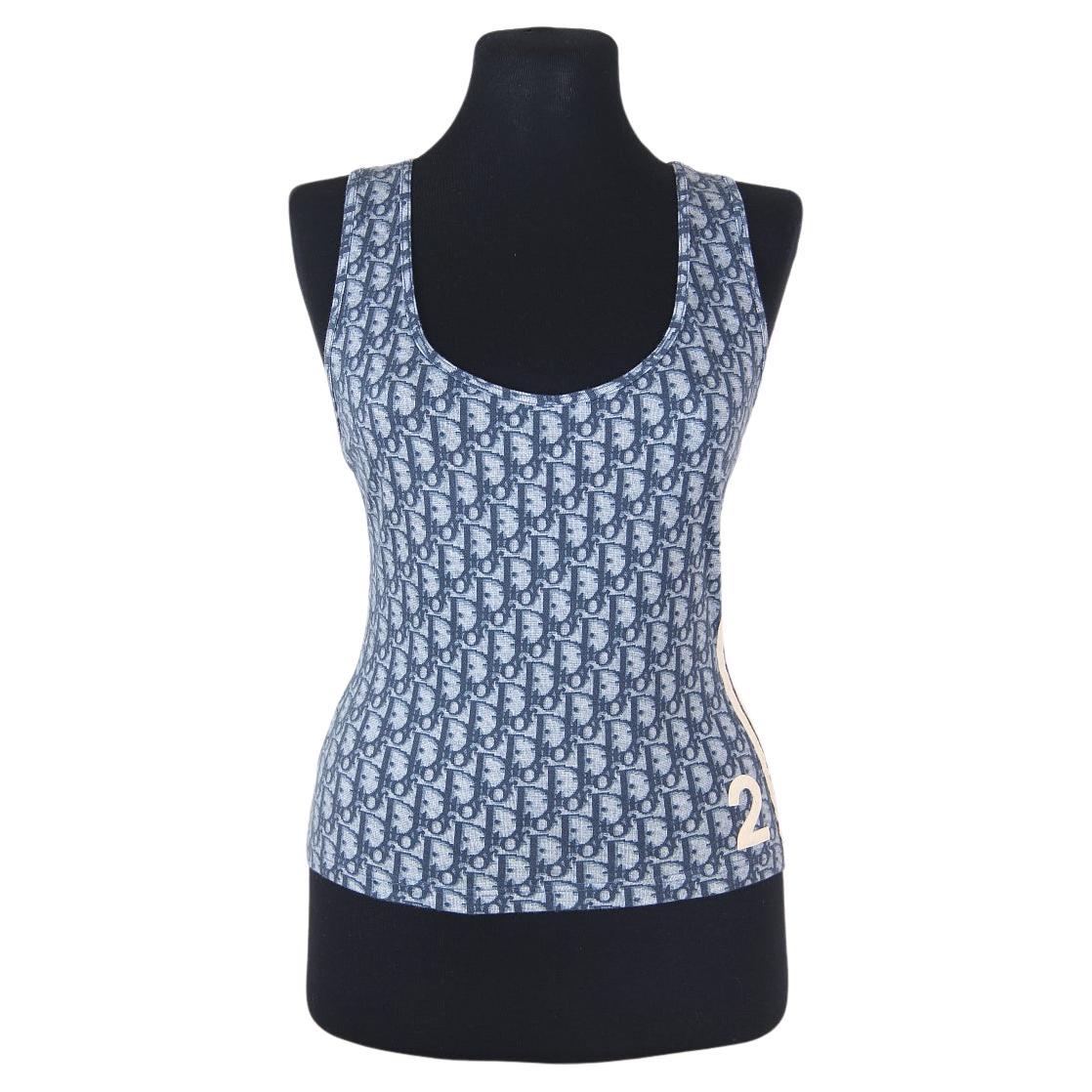 2002 Y2K Christian Dior By John Galliano Chaleco azul Trotter Camiseta sin mangas