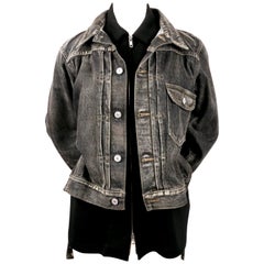2002 YOHJI YAMAMOTO Chaqueta de pasarela vaquera negra desgastada
