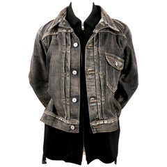 YOHJI YAMAMOTO - Veste de défilé en jean noir vieilli délavé 2002