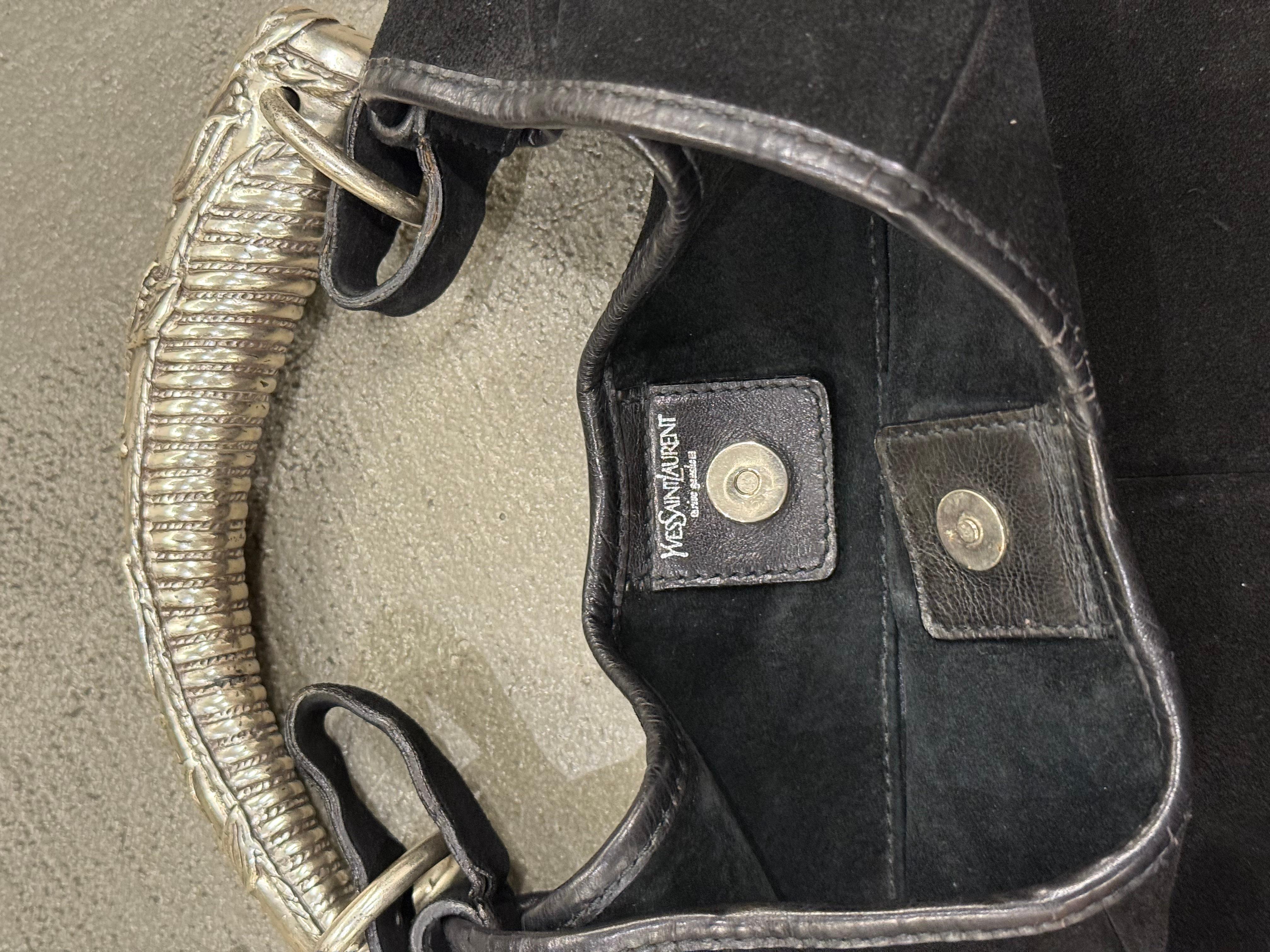 2002 Yves Saint Laurent Mombasa black suede bag en vente 7