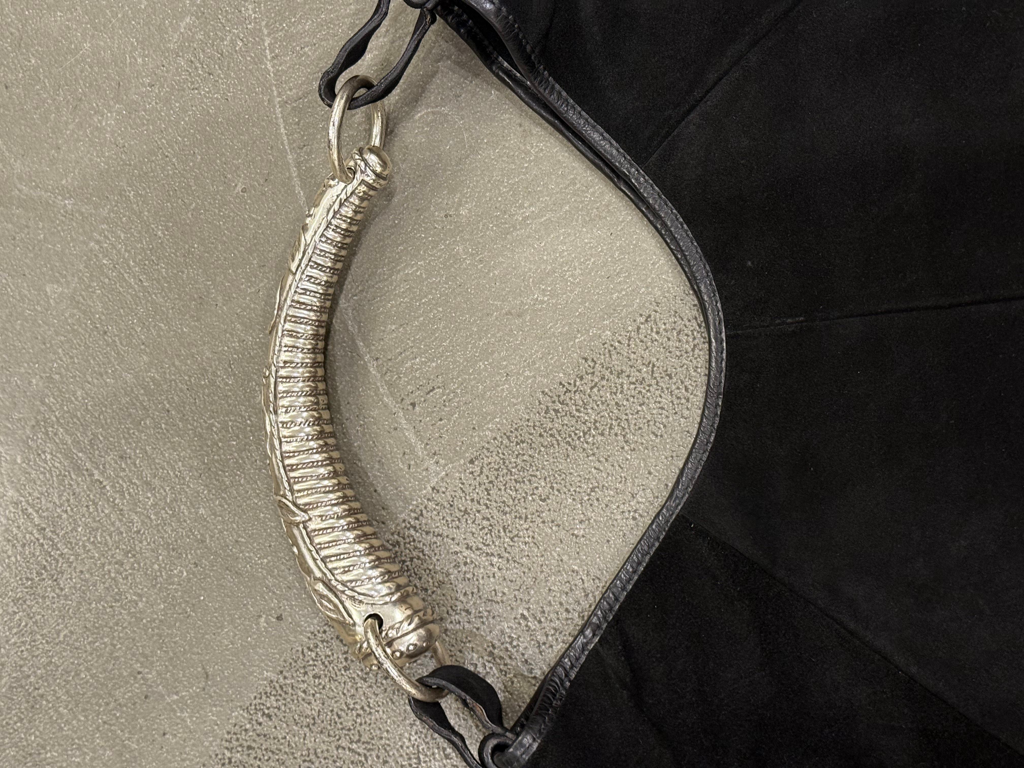 2002 Yves Saint Laurent Mombasa black suede bag Excellent état - En vente à Milano, Lombardia