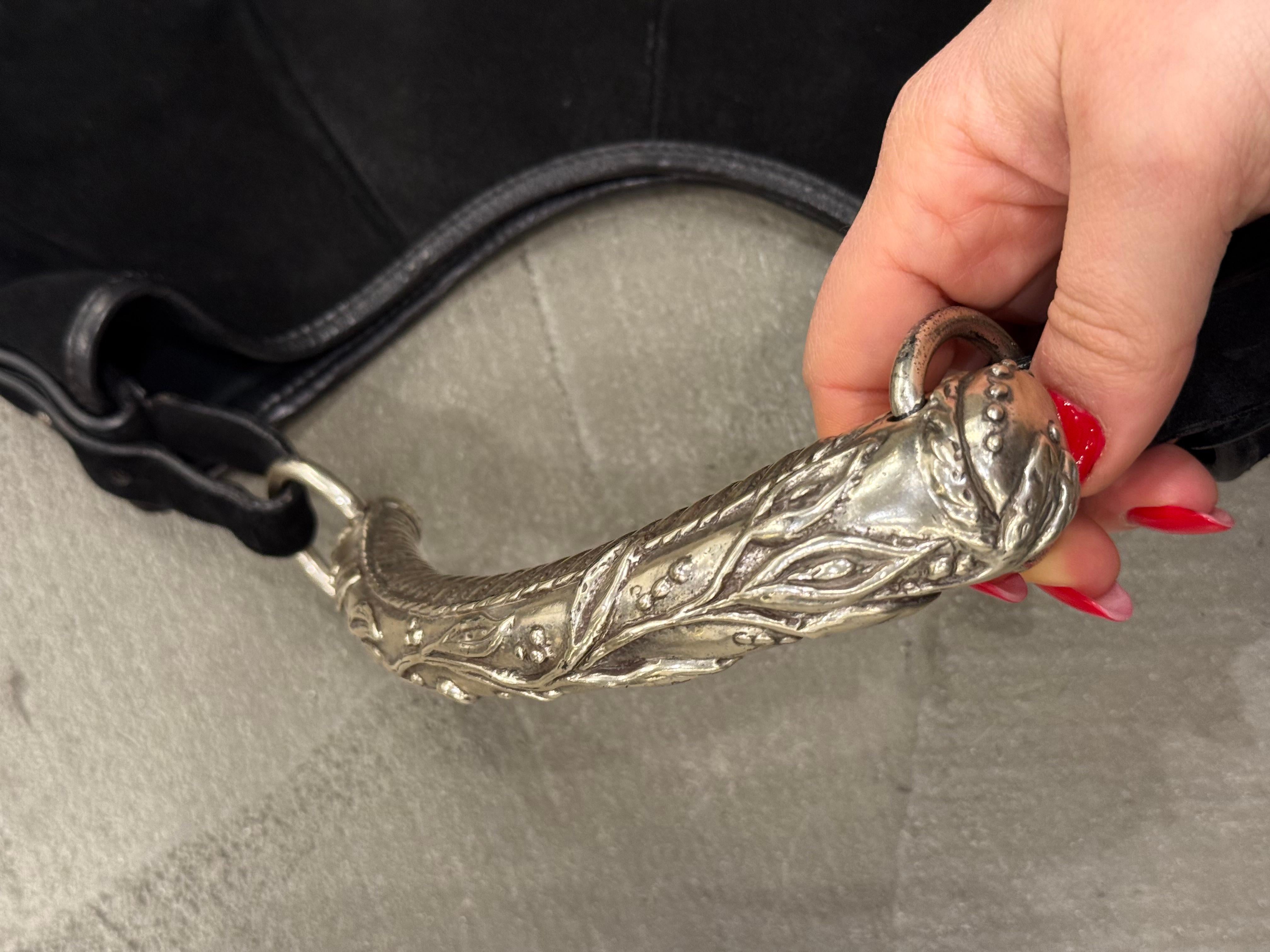 2002 Yves Saint Laurent Mombasa black suede bag en vente 1