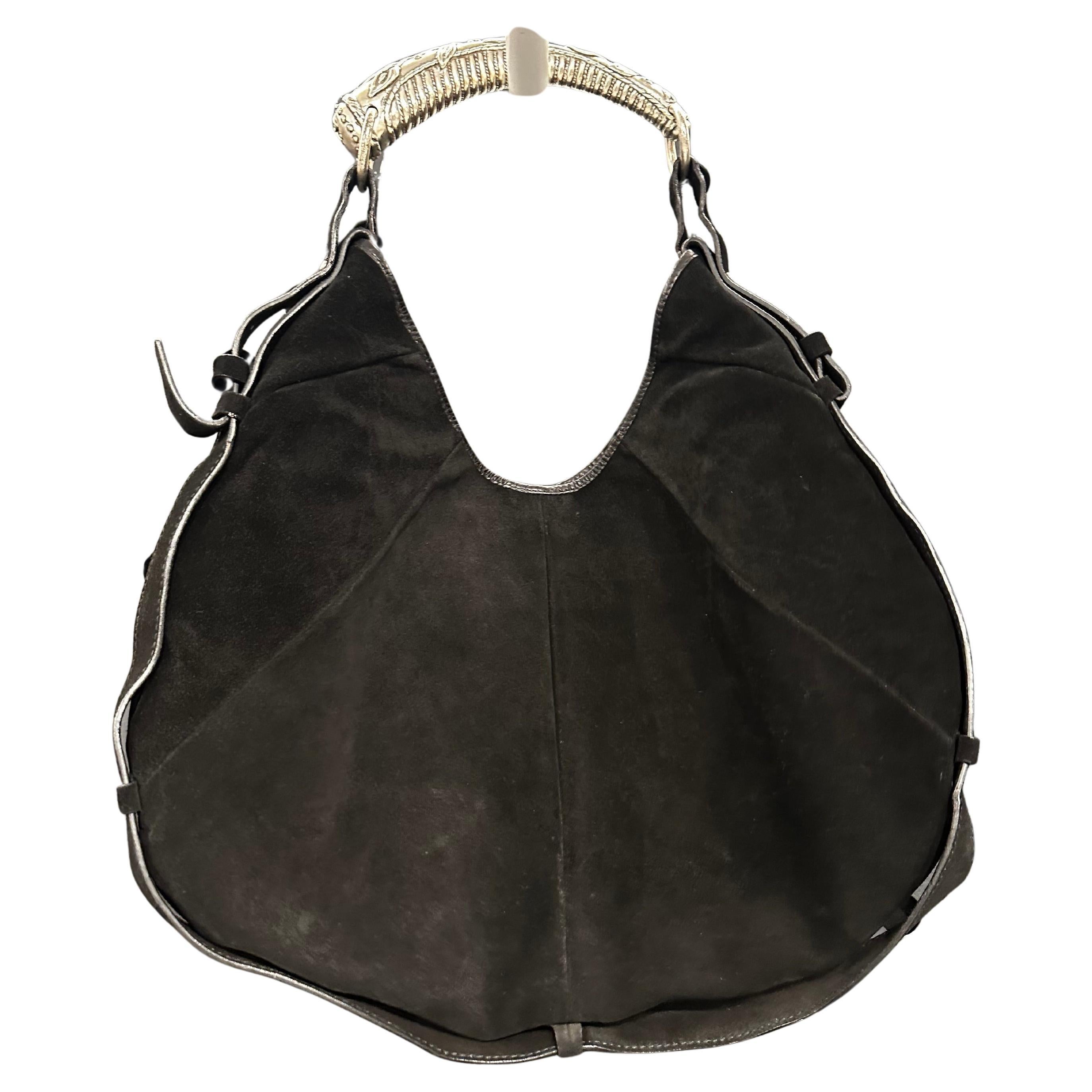 2002 Yves Saint Laurent Mombasa black suede bag