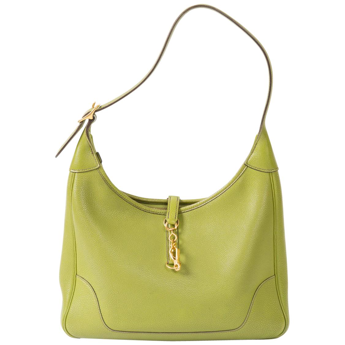 2002s Hermes Green Trim Shoulder Tote Bag