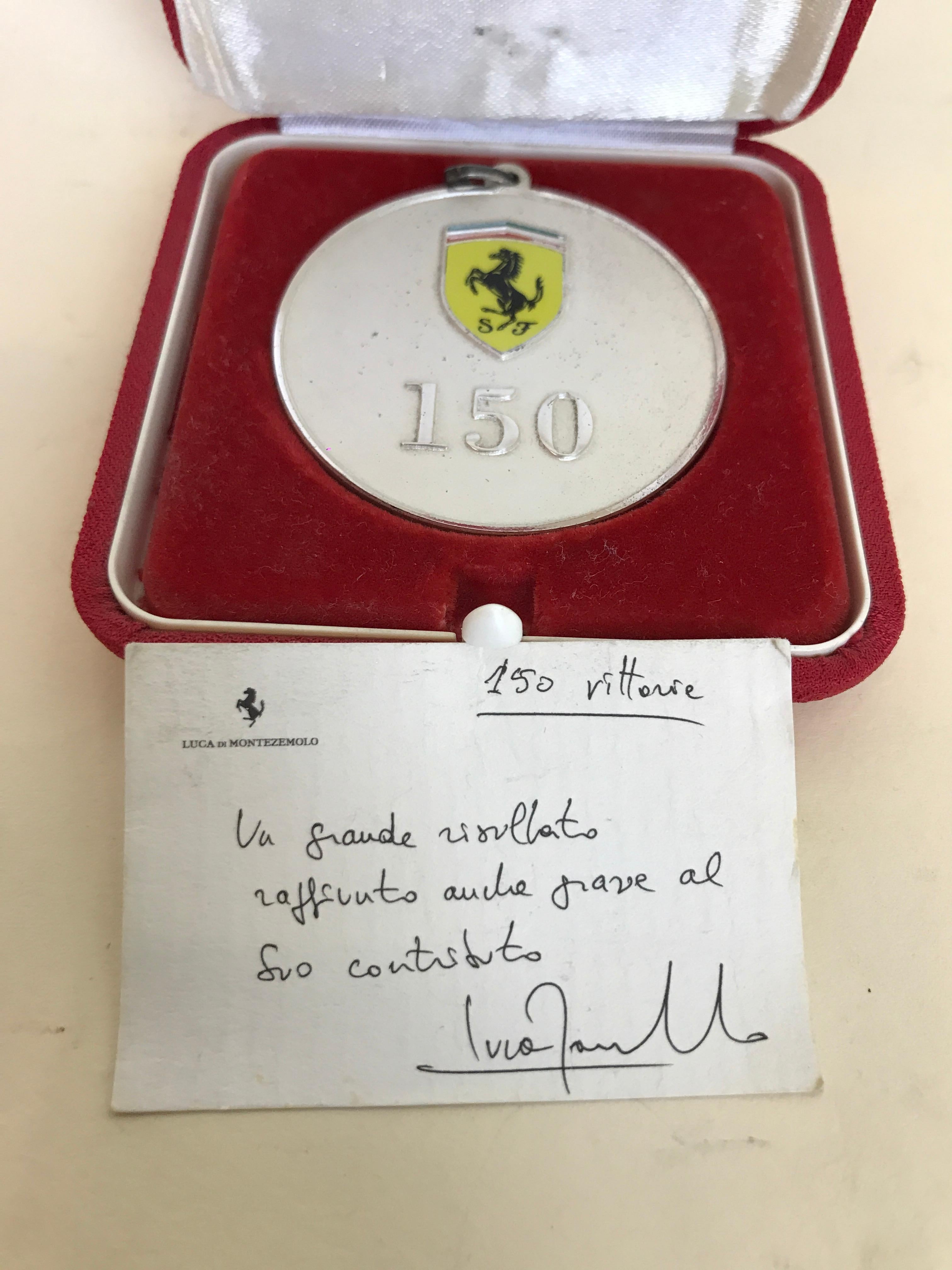Mid-Century Modern 2002 Vintage Ferrari Commemorative Medal Celebrating the 150th Victory of GP For Sale