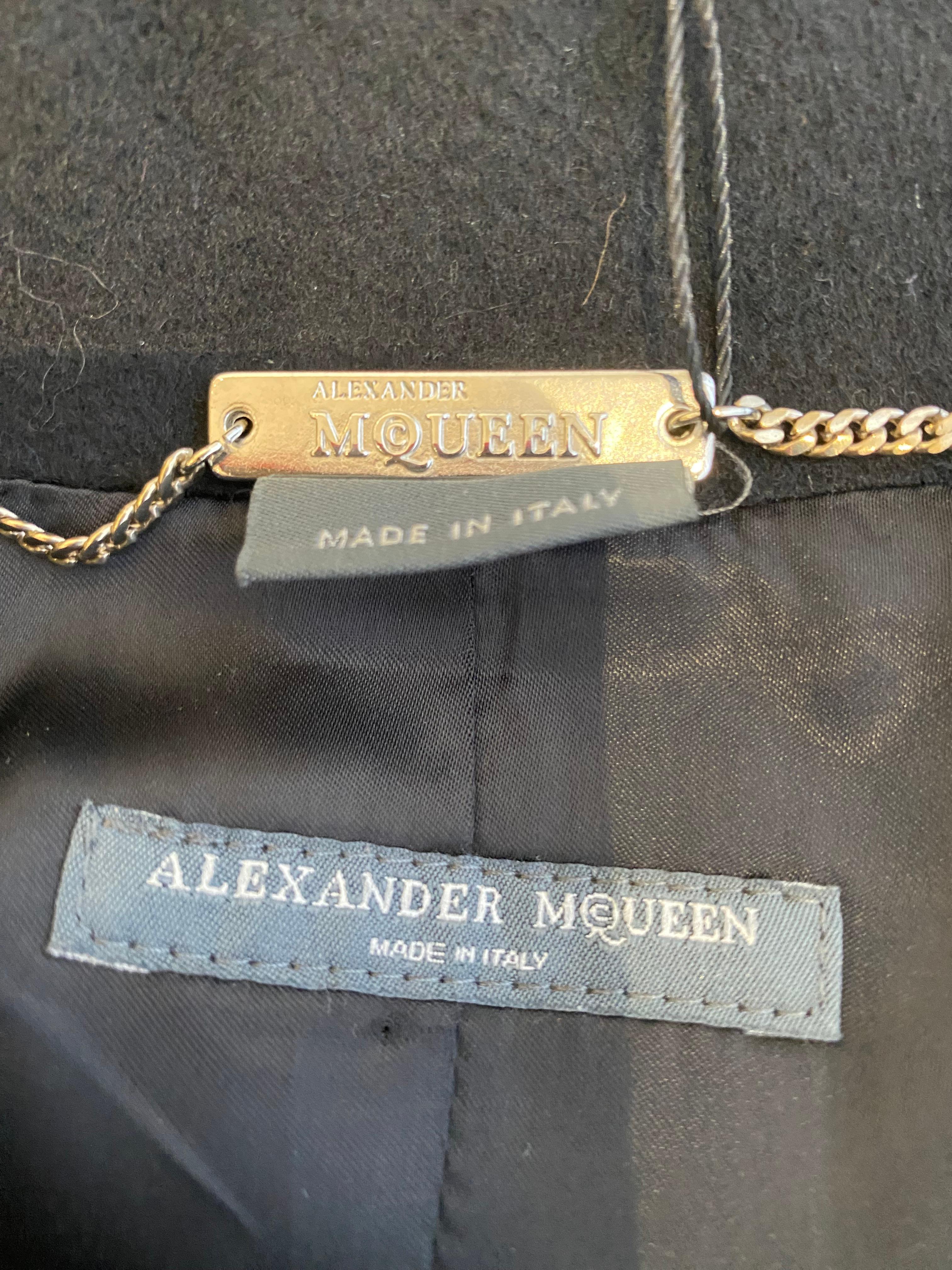2003 Alexander Mcqueen Black Cashmere wool Coat Dress For Sale 6