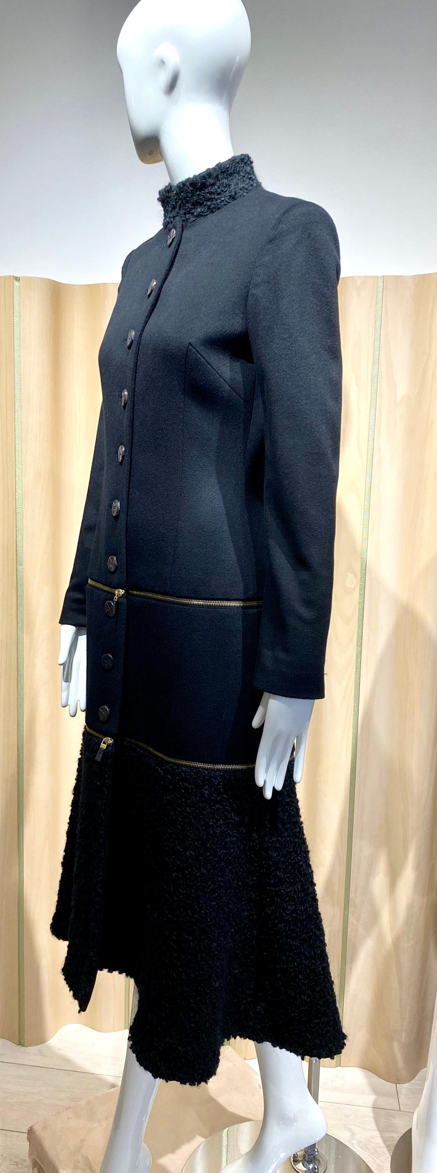 2003 Alexander Mcqueen Black Cashmere wool Coat Dress For Sale 1