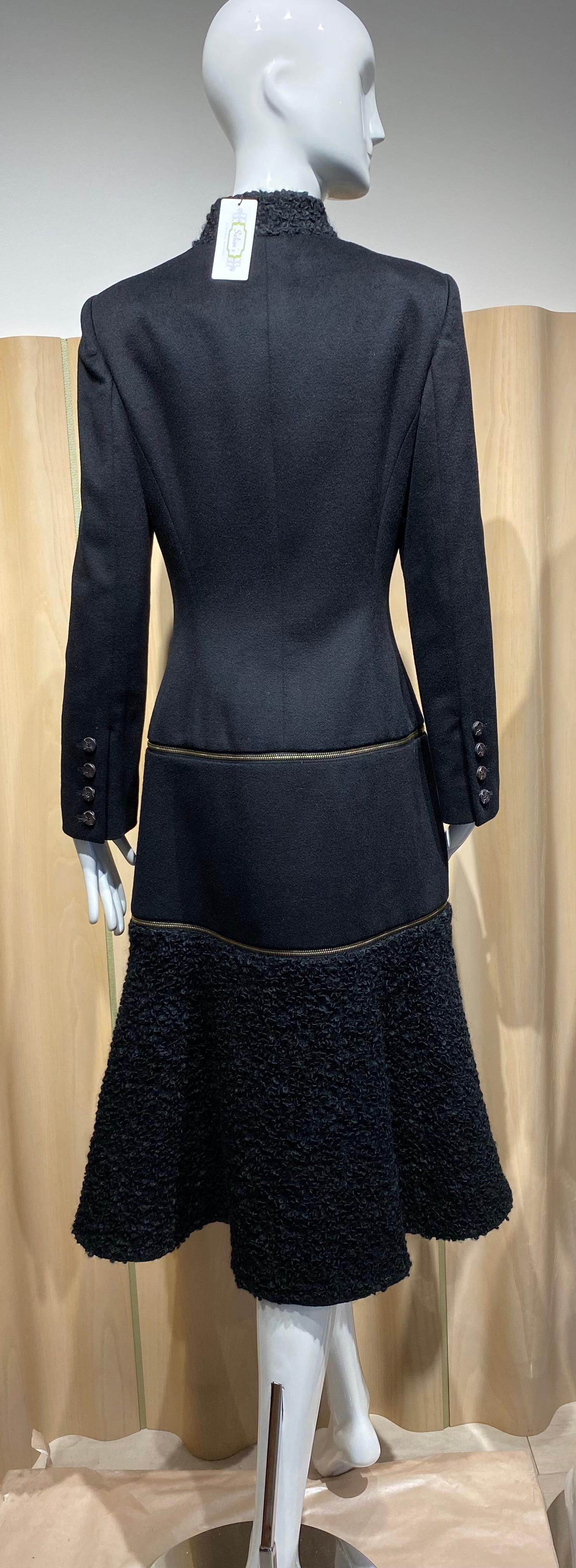 2003 Alexander Mcqueen Black Cashmere wool Coat Dress For Sale 2