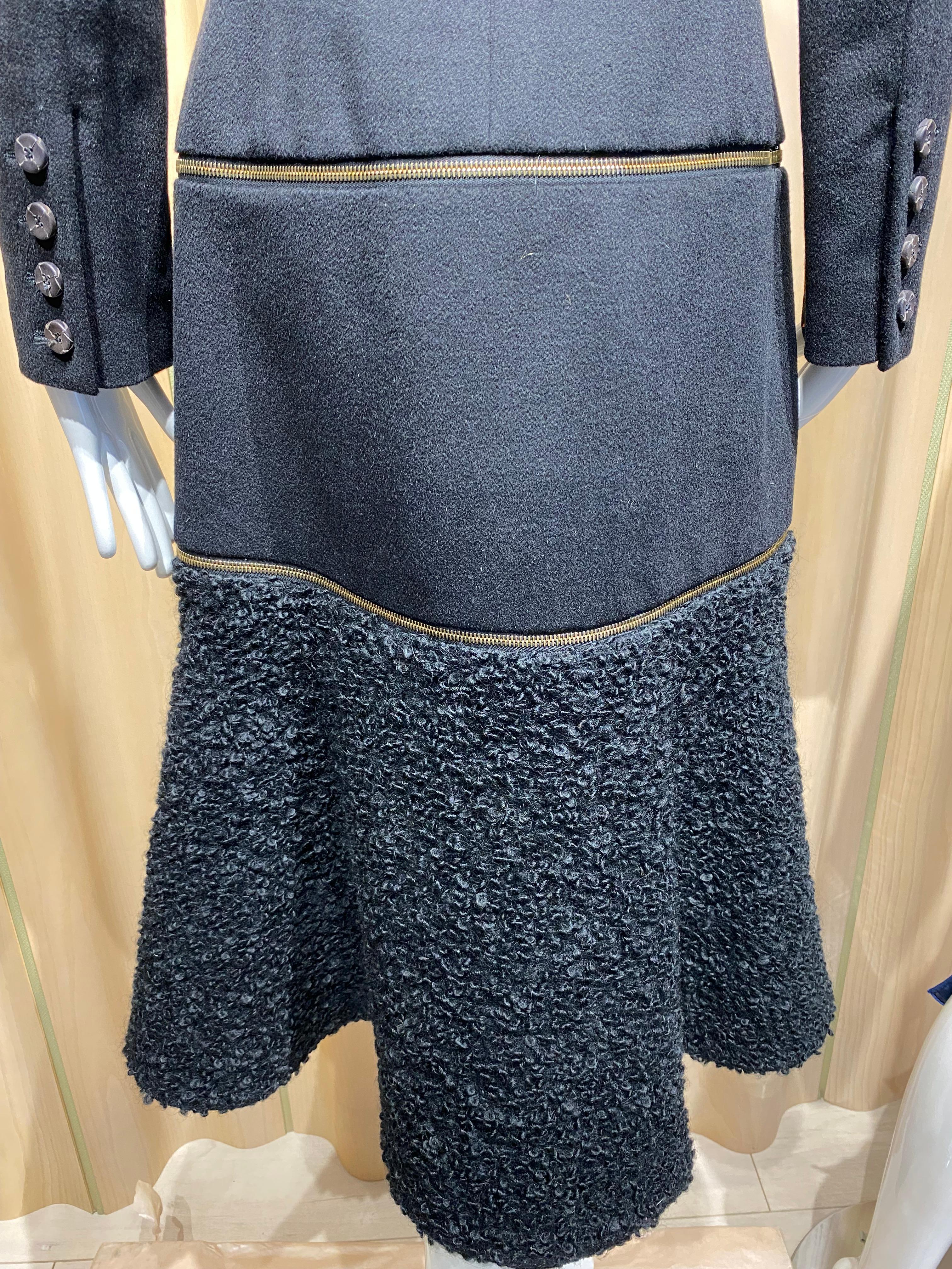 2003 Alexander Mcqueen Black Cashmere wool Coat Dress For Sale 4
