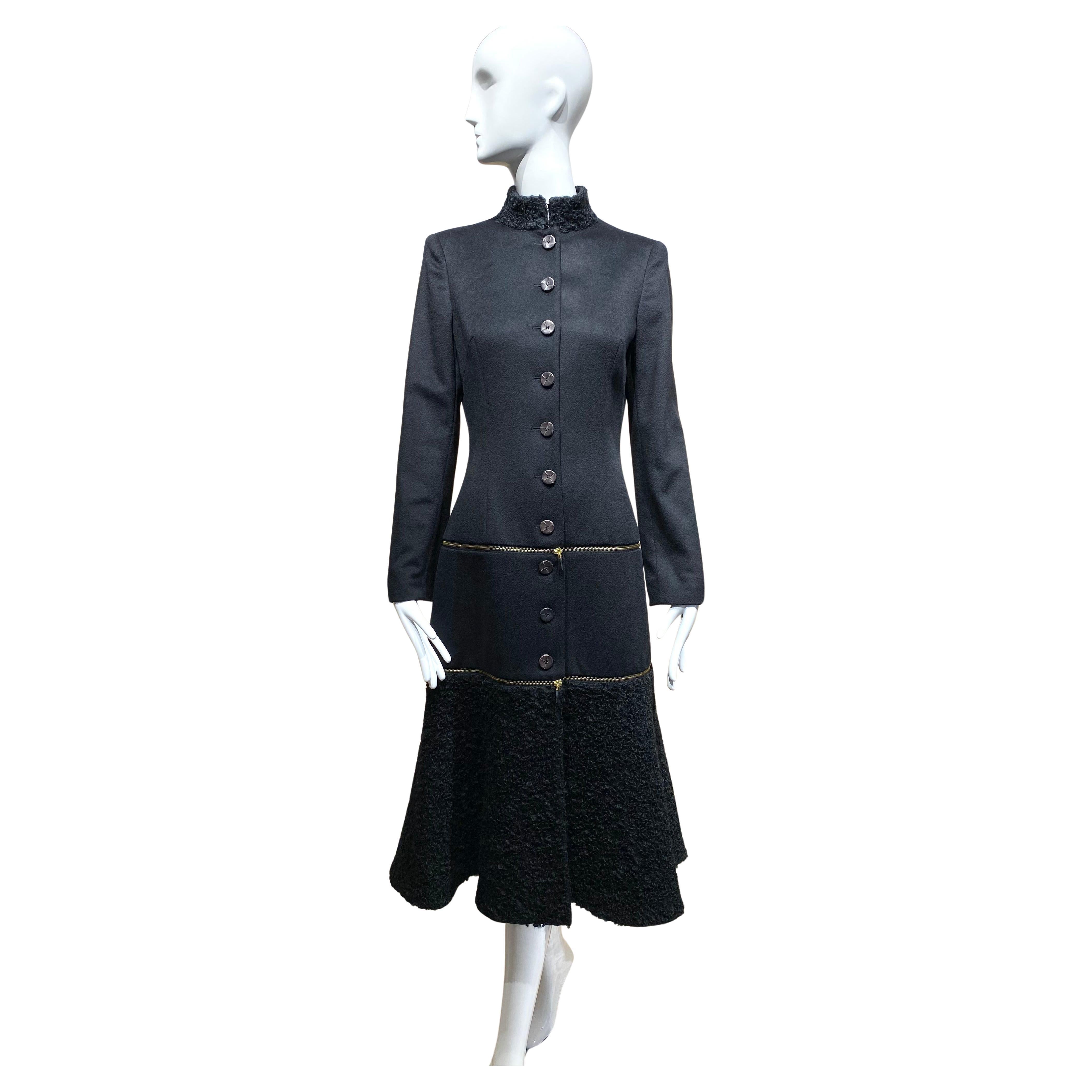 2003 Alexander Mcqueen Black Cashmere wool Coat Dress For Sale
