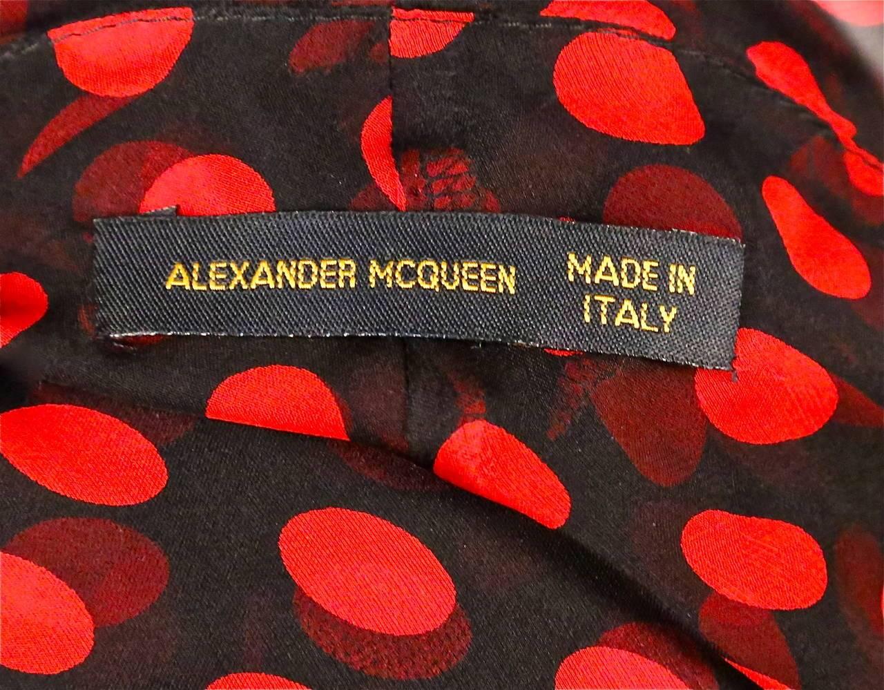 Women's 2003 ALEXANDER MCQUEEN black tiered RUNWAY gown with red polka dots