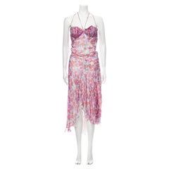 2003 Alexander McQueen Chiffon Cherry Printed Silk Dress