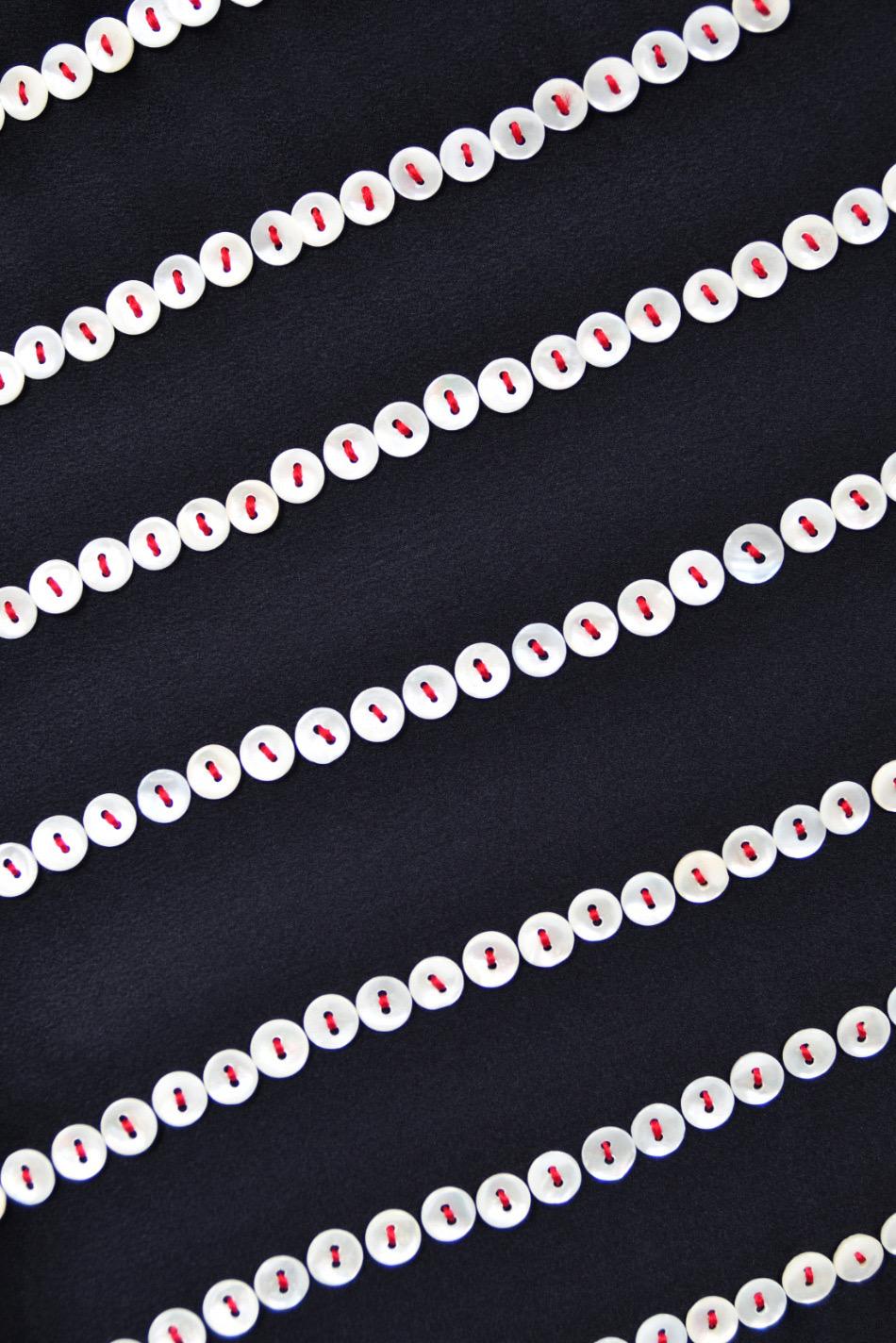 2003 Alexander McQueen Navy Blue Silk Button Embellished Stripes Bias-Cut Gown 6