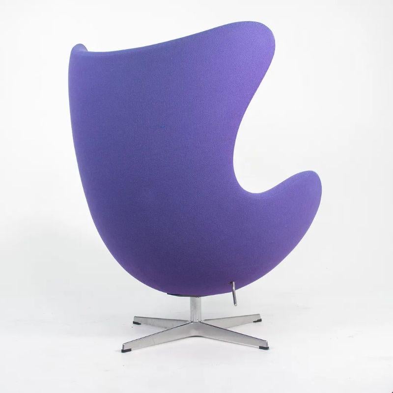 Modern 2003 Arne Jacobsen for Fritz Hansen Egg Chair in Purple Fabric 2x Avail For Sale