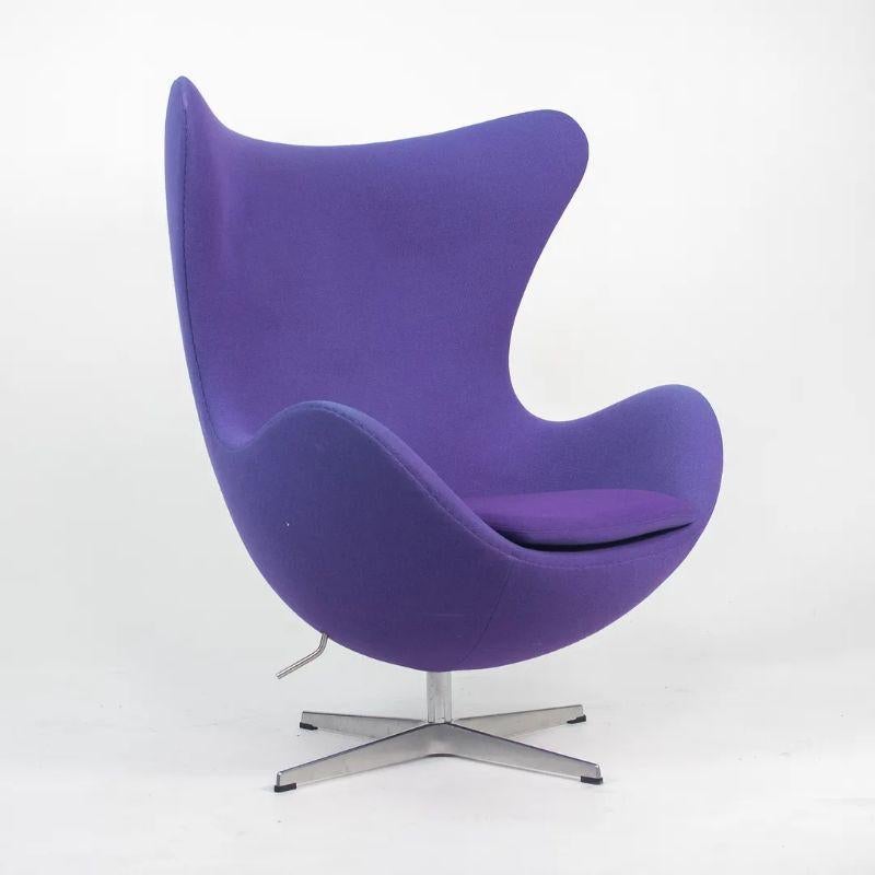Contemporary 2003 Arne Jacobsen for Fritz Hansen Egg Chair in Purple Fabric 2x Avail For Sale