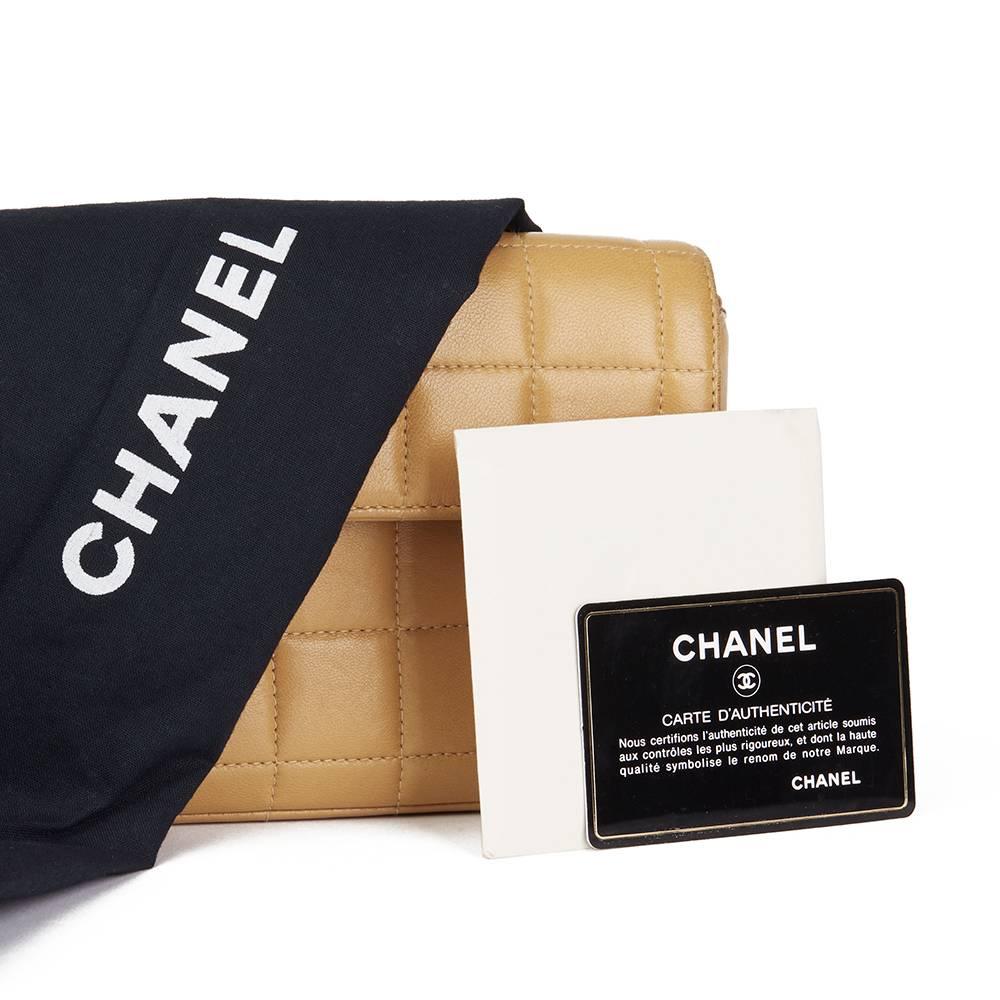 2003 Chanel Beige Quilted Lambskin East West Chocolate Bar Flap Bag 3