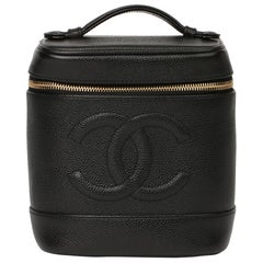 2003 Chanel Black Caviar Leather Vintage Timeless Vanity Case