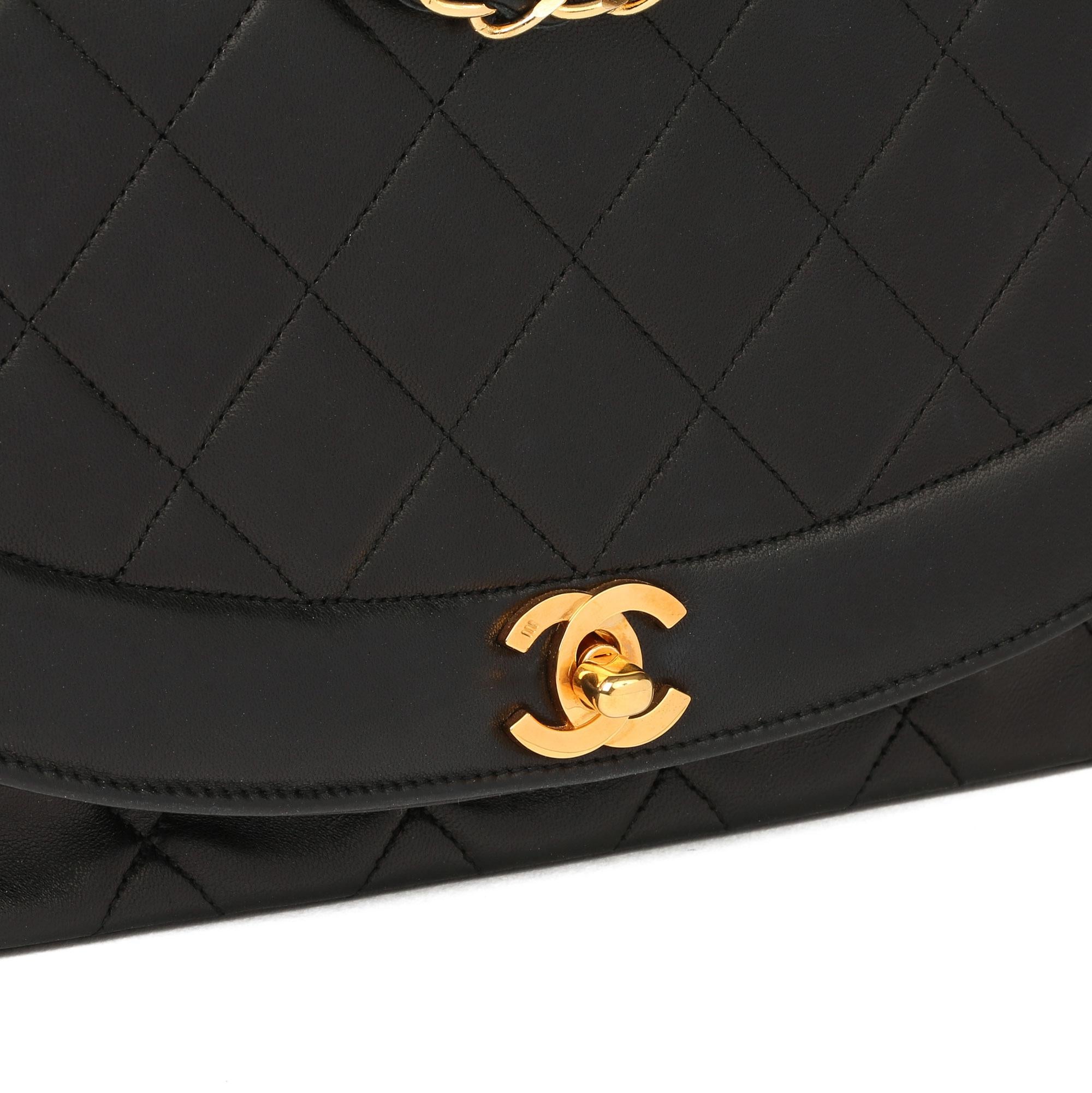 2003 Chanel Black Quilted Lambskin Medium Diana Classic Single Flap Bag 2