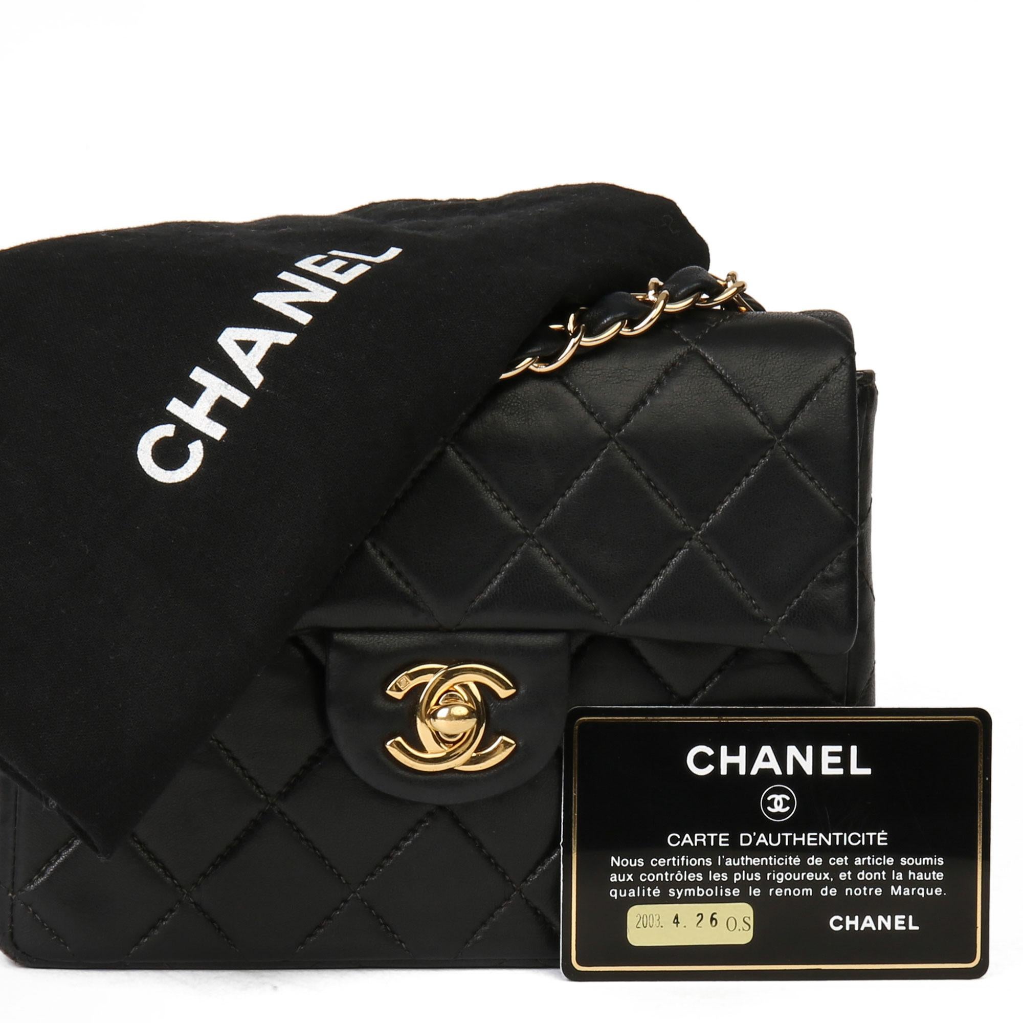 2003 Chanel Black Quilted Lambskin Mini Flap Bag  8