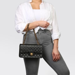 2003 Chanel Black Quilted Lambskin Vintage Medium Classic Double Flap Bag