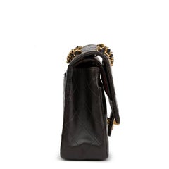 2003 Chanel Black Quilted Lambskin Vintage Medium Classic Double Flap Bag