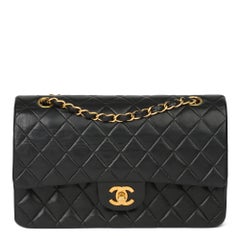 2003 Chanel Black Quilted Lambskin Vintage Medium Classic Double Flap Bag 