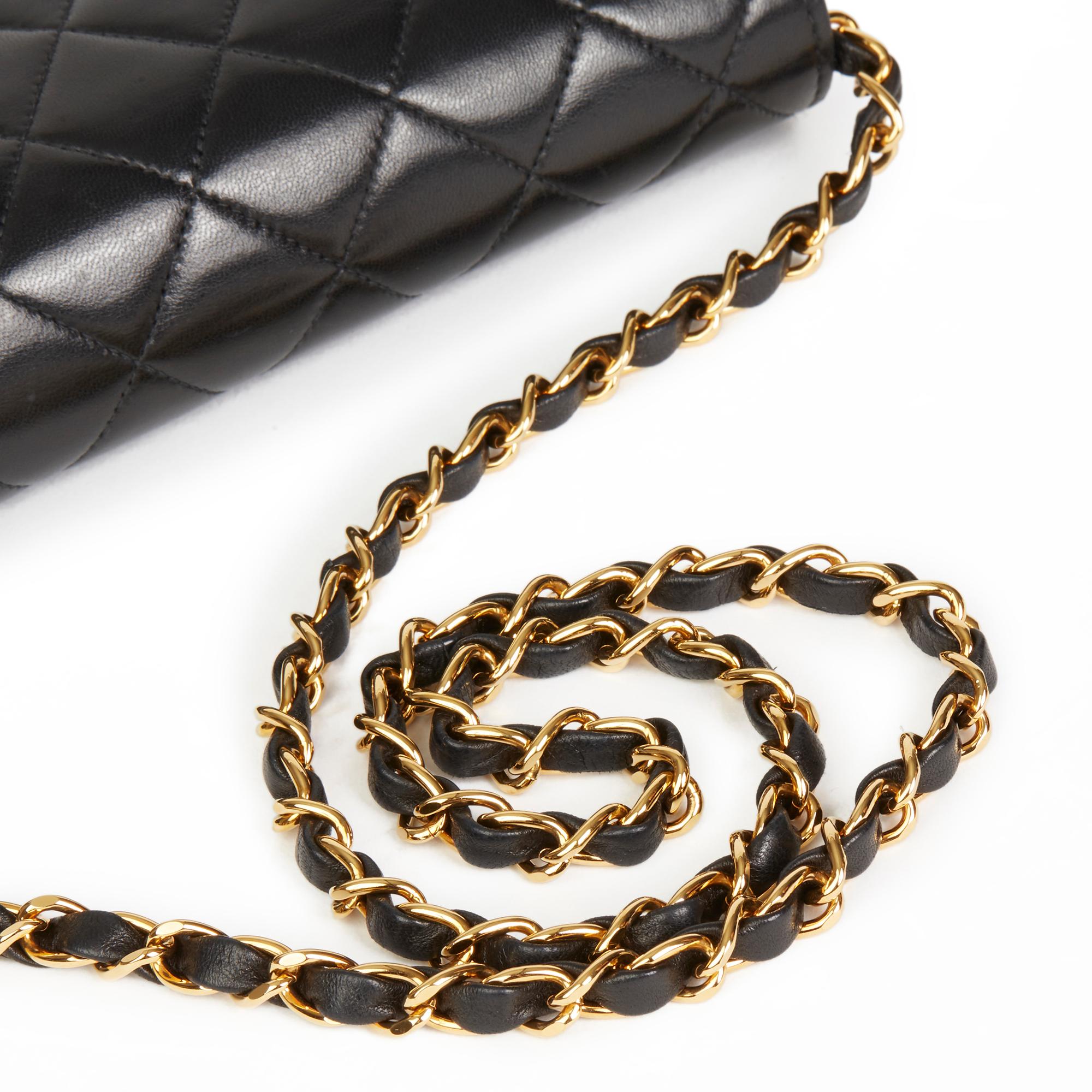 2003 Chanel schwarz gesteppte Lammfell Vintage kleine klassische Single Full Flap Bag 2