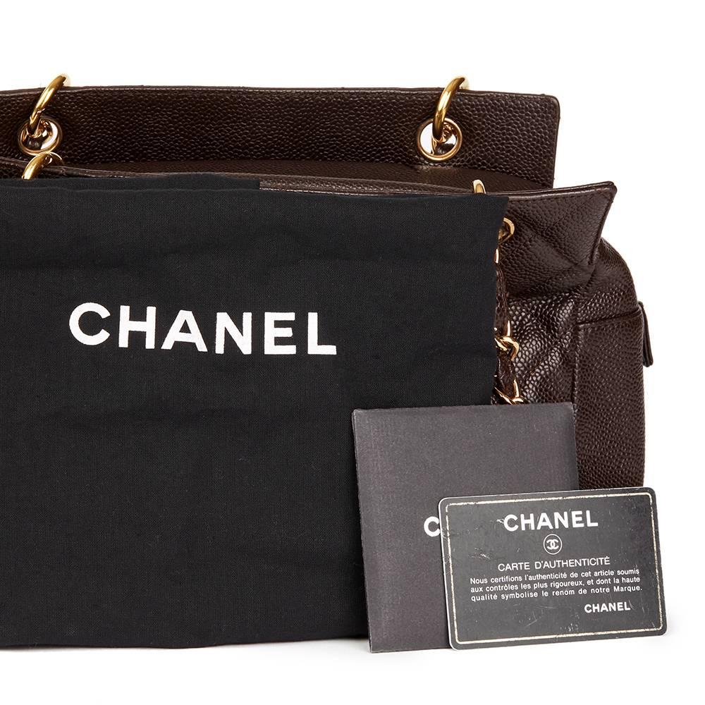 2003 Chanel Chocolate Brown Quilted Caviar Leather Petite Timeless Tote PTT 1
