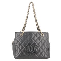 2003 Chanel Handbag Leather C Caviar Double C Black 