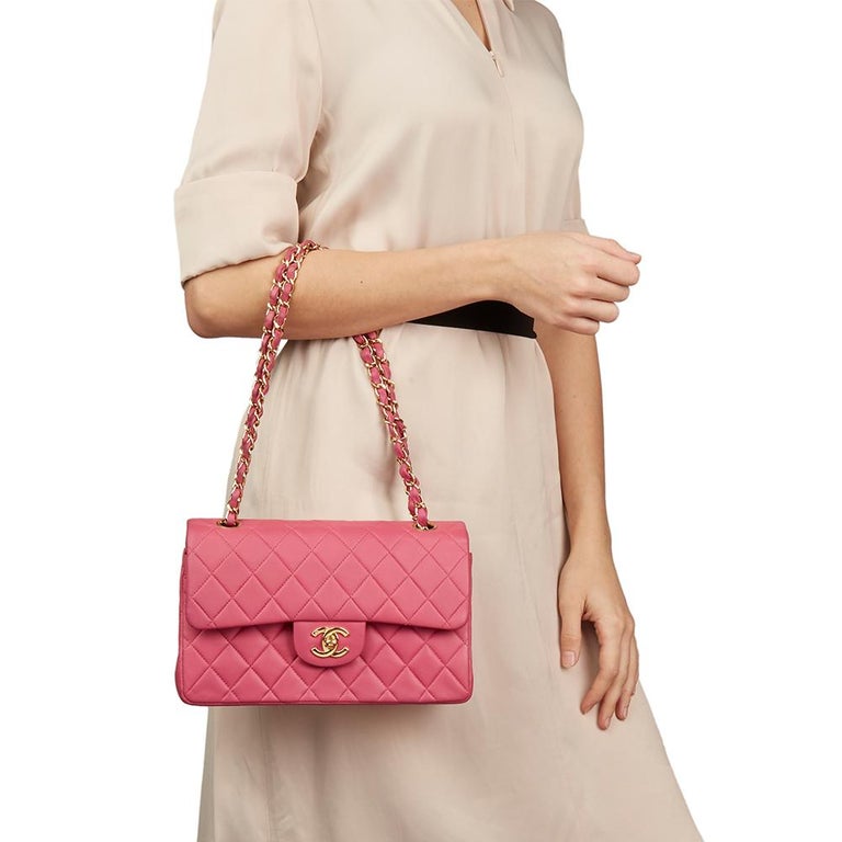 2003 Chanel Pink Quilted Lambskin Small Classic Double Flap Bag at 1stDibs