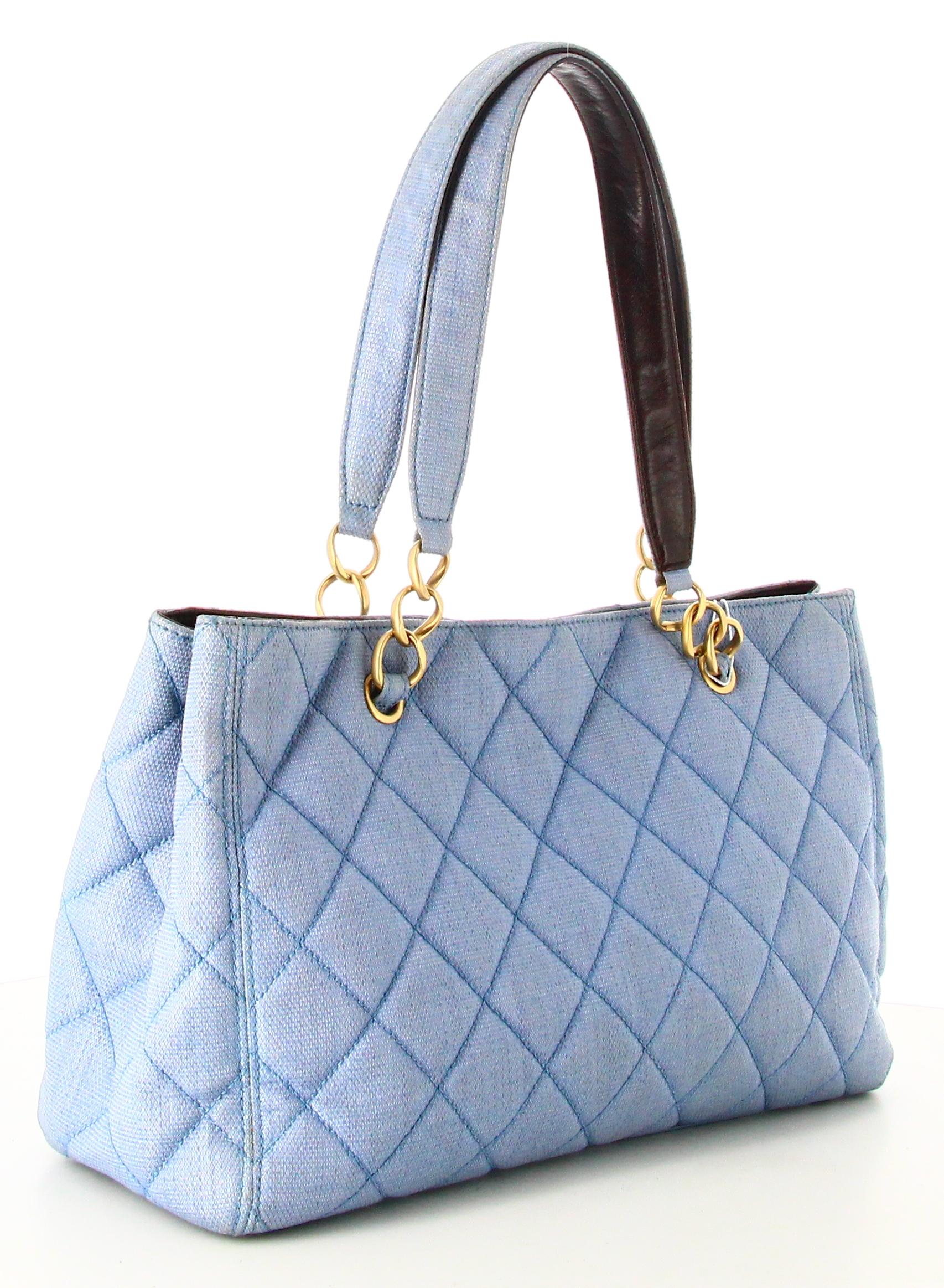 2003 Chanel Quilted Handbag Sky Blue  1