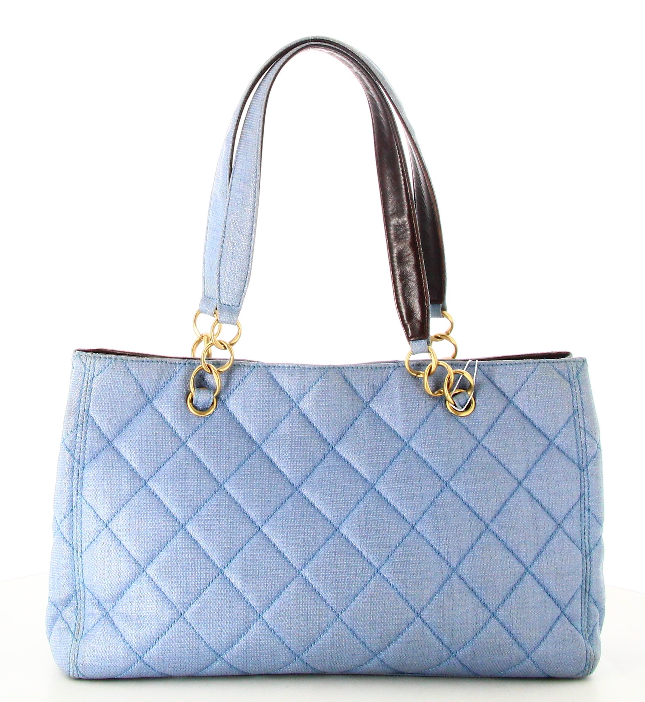 2003 Chanel Quilted Handbag Sky Blue  2