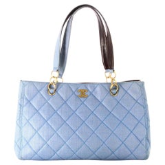 2003 Chanel Quilted Handbag Sky Blue 