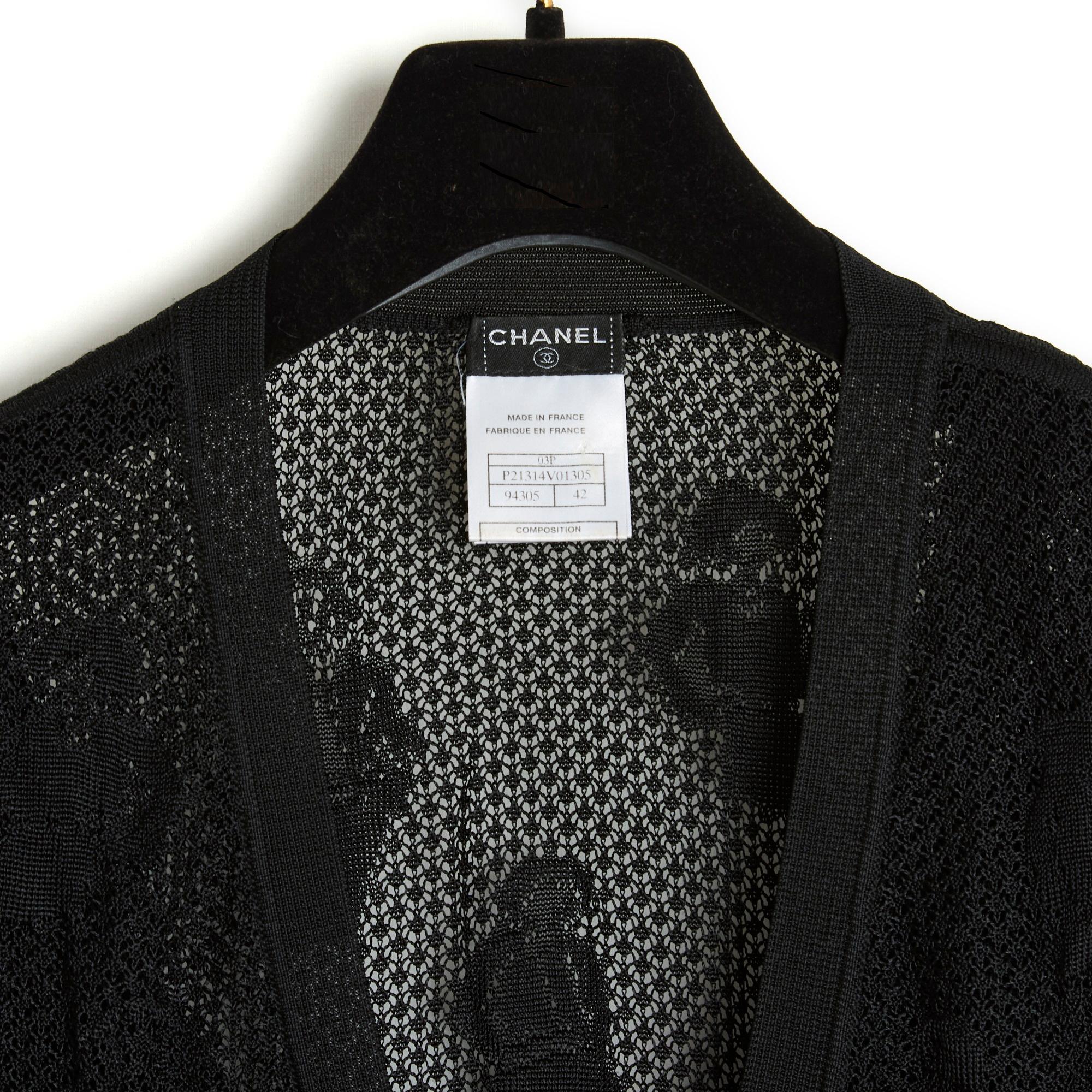 2003 Chanel Top Twin Set FR42 Rayon Nero Top Twin Set UK14 US12 in vendita 1