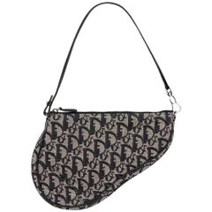 2003 Christian Dior Black Monogram Canvas Saddle Pouch