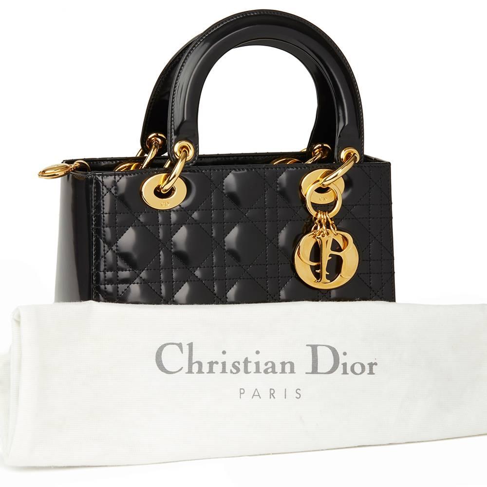 2003 Christian Dior Black Quilted Glazed Calfskin Leather Medium Lady Dior 2
